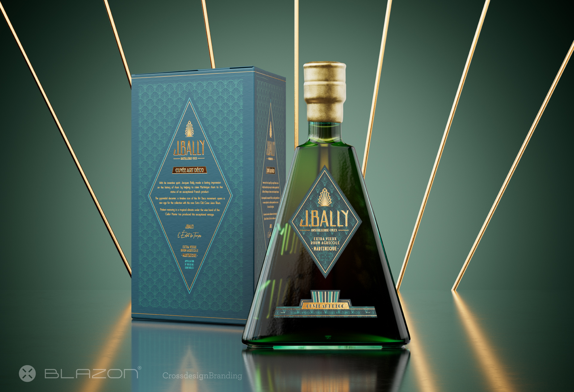 BLAZON / Crossdesign imagine le design de l'édition limitée du rhum J.BALLY ART DÉCO