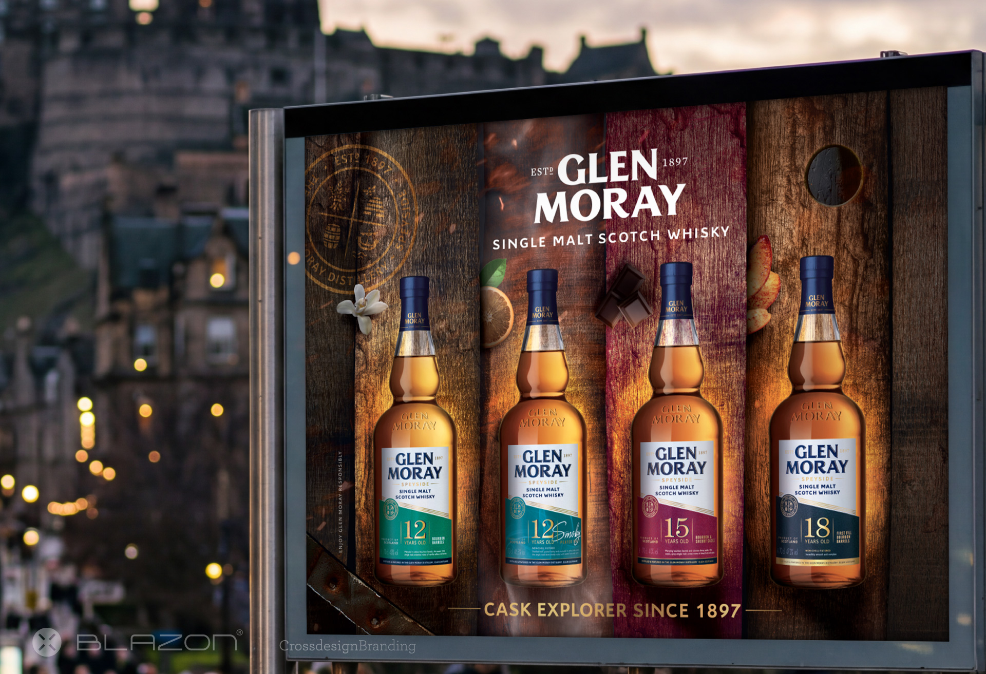BLAZON / Crossdesign crée et produit la plateforme de communication de la gamme GLEN MORAY HERITAGE