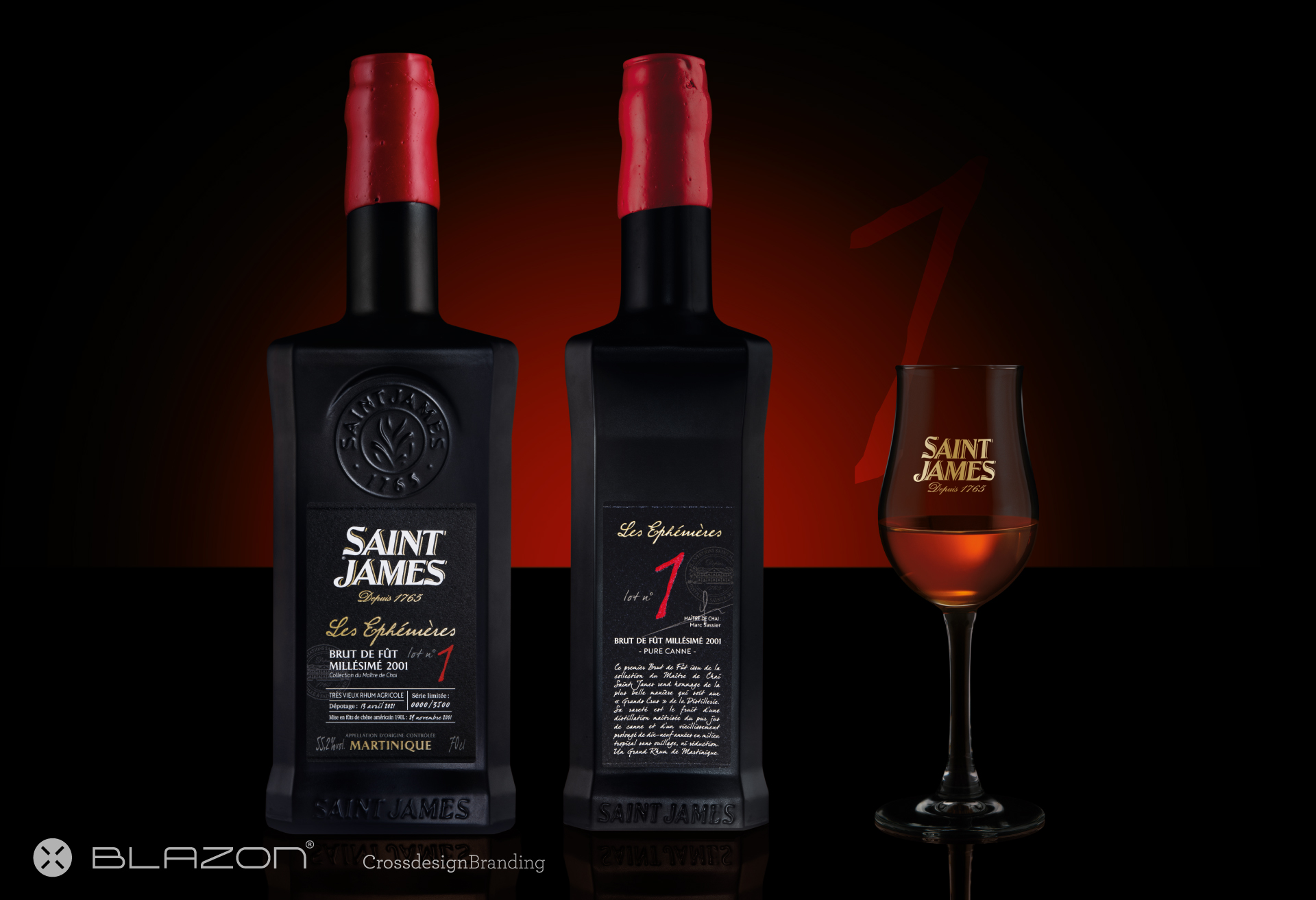 <p> BLAZON / Crossdesign créé pour SAINT JAMES l’identité et le packaging des rhums rares Les Ephémères </p>